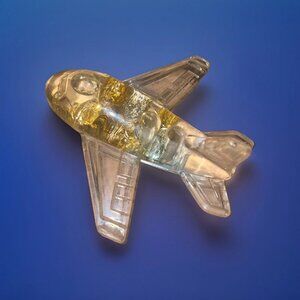 Vintage Souvenir Acrylic Plane Pen Holder Paperweight